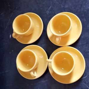 Fiesta set of 4 cups and 4 saucers. Very nice condition. Yellow Sunflower
